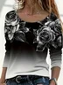 Women Floral Long Sleeve Tee T-shirt Crew Neck Printing Casual Spring/Fall Graphic Tee Top