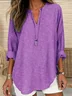 Women Striped Long Sleeve Blouse Spring/Fall Printing V Neck Daily Casual Top