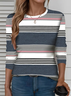 Women Striped Long Sleeve Tee T-shirt Crew Neck Printing Casual Spring/Fall Graphic Tee Top