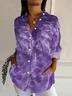 Women Abstract Long Sleeve Shirt Spring/Fall Buckle Shirt Collar Regular Sleeve Daily Casual Top