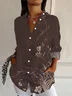 Women Floral Long Sleeve Shirt Spring/Fall Buckle Shirt Collar Regular Sleeve Daily Casual Top