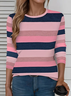 Women Striped Long Sleeve Tee T-shirt Crew Neck Printing Casual Spring/Fall Graphic Tee Top