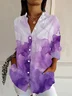 Women Abstract Long Sleeve Shirt Spring/Fall Buckle Shirt Collar Regular Sleeve Daily Casual Top