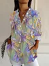 Women Butterfly Long Sleeve Shirt Spring/Fall Buckle Shirt Collar Regular Sleeve Daily Casual Top