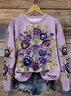 Women Floral Crew Neck Printing Casual Spring/Fall Long Sleeve Sweatshirt