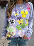 Women Floral Crew Neck Printing Casual Spring/Fall Long Sleeve Sweatshirt