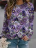 Women Floral Crew Neck Printing Casual Spring/Fall Long Sleeve Sweatshirt