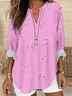 Women Heart/Cordate Long Sleeve Blouse Spring/Fall Printing V Neck Daily Casual Top