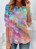Women Abstract Long Sleeve Tee T-shirt Crew Neck Printing Casual Spring/Fall Graphic Tee Top