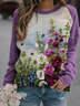 Women Floral Crew Neck Printing Casual Spring/Fall Long Sleeve Sweatshirt