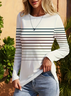 Women Striped Long Sleeve Tee T-shirt Crew Neck Printing Casual Spring/Fall Graphic Tee Top