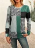 Women Abstract Long Sleeve Tee T-shirt Crew Neck Printing Casual Spring/Fall Graphic Tee Top