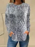 Women Abstract Long Sleeve Tee T-shirt Crew Neck Printing Casual Spring/Fall Graphic Tee Top