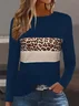 Women Leopard Long Sleeve Tee T-shirt Crew Neck Printing Casual Spring/Fall Graphic Tee Top