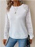 Women Geometric Long Sleeve Tee T-shirt Crew Neck Jacquard Vintage Spring/Fall Top
