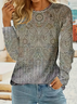 Women Paisley Long Sleeve Tee T-shirt Crew Neck Printing Casual Spring/Fall Graphic Tee Top