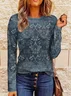 Women Floral Long Sleeve Tee T-shirt Crew Neck Printing Casual Spring/Fall Graphic Tee Top