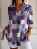 Women Floral Long Sleeve Shirt Spring/Fall Buckle Shirt Collar Regular Sleeve Daily Casual Top