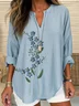 Women Floral Long Sleeve Blouse Spring/Fall Printing V Neck Daily Casual Top