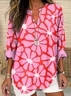 Women Floral Long Sleeve Blouse Spring/Fall Printing V Neck Daily Casual Top