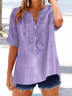 Women Floral Short Sleeve Shirt Summer Printing V Neck Daily Casual Top