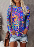 Women Abstract Long Sleeve Tee T-shirt Crew Neck Printing Casual Spring/Fall Graphic Tee Top
