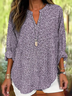 Women Abstract Long Sleeve Blouse Spring/Fall Printing V Neck Daily Casual Top