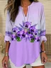 Women Floral Long Sleeve Blouse Spring/Fall Printing V Neck Daily Casual Top