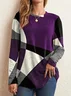 Women Abstract Long Sleeve Tee T-shirt Crew Neck Printing Casual Spring/Fall Graphic Tee Top