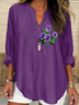 Women Floral Long Sleeve Blouse Spring/Fall Printing V Neck Daily Casual Top
