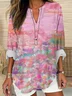 Women Abstract Long Sleeve Blouse Spring/Fall Printing V Neck Daily Casual Top