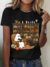 Women Halloween Short Sleeve Tee T-shirt Crew Neck Casual Summer Top