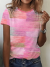 Women Abstract Short Sleeve Tee T-shirt Crew Neck Printing Casual Summer Graphic Tee Top