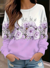 Women Floral Crew Neck Printing Casual Spring/Fall Long Sleeve Sweatshirt