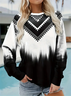 Women Abstract Crew Neck Printing Casual Spring/Fall Long Sleeve Sweatshirt