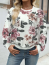 Women Floral Crew Neck Printing Casual Spring/Fall Long Sleeve Sweatshirt