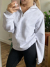 Women Plain Shawl Collar Zipper Casual Spring/Fall Long Sleeve Sweatshirt