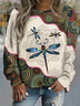 Women Dragonfly Crew Neck Printing Casual Spring/Fall Long Sleeve Sweatshirt