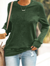 Women Plain Crew Neck Casual Spring/Fall Long Sleeve Sweatshirt