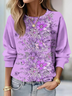 Women Floral Crew Neck Printing Casual Spring/Fall Long Sleeve Sweatshirt