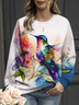 Women Bird Crew Neck Printing Casual Spring/Fall Long Sleeve Sweatshirt