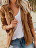 Women Spring/Fall Outerwear Vintage Split Joint Plain Long Sleeve Stand Collar Jacket