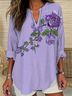 Women Floral Long Sleeve Blouse Spring/Fall Printing V Neck Daily Casual Top