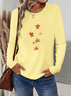 Women Maple Leaf Long Sleeve Tee T-shirt Crew Neck Printing Casual Spring/Fall Graphic Tee Top