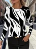 Women Abstract Long Sleeve Tee T-shirt Crew Neck Printing Casual Spring/Fall Graphic Tee Top