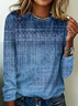 Women Abstract Long Sleeve Tee T-shirt Crew Neck Printing Casual Spring/Fall Graphic Tee Top