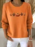 Women Plants Spring/Fall Vintage Long Sleeve Crew Neck Cotton Sweater
