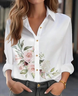 Women Floral Long Sleeve Shirt Spring/Fall Buckle Shirt Collar Regular Sleeve Daily Casual Top