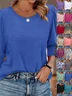 Women Geometric Long Sleeve Tee T-shirt V Neck Printing Vintage Spring/Fall Top