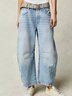 Buckle Cotton Loose Casual Women's Loose Wide Leg Pants Mid-low Rise Washed Scimitar Pants Jeans